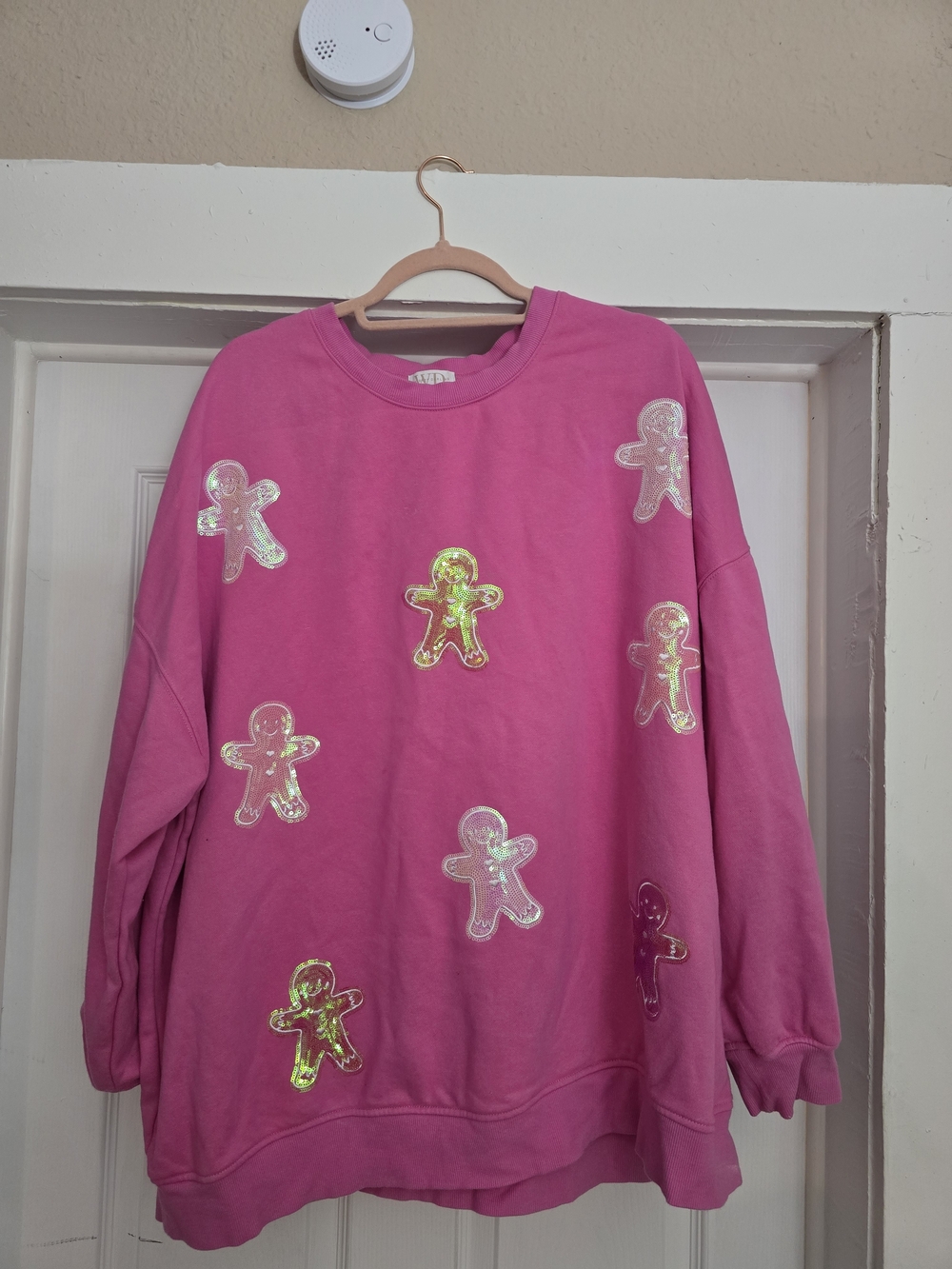 WHISKEY DARLING Pink Sequin Gingerbread Sweatshirt - 2X/3X